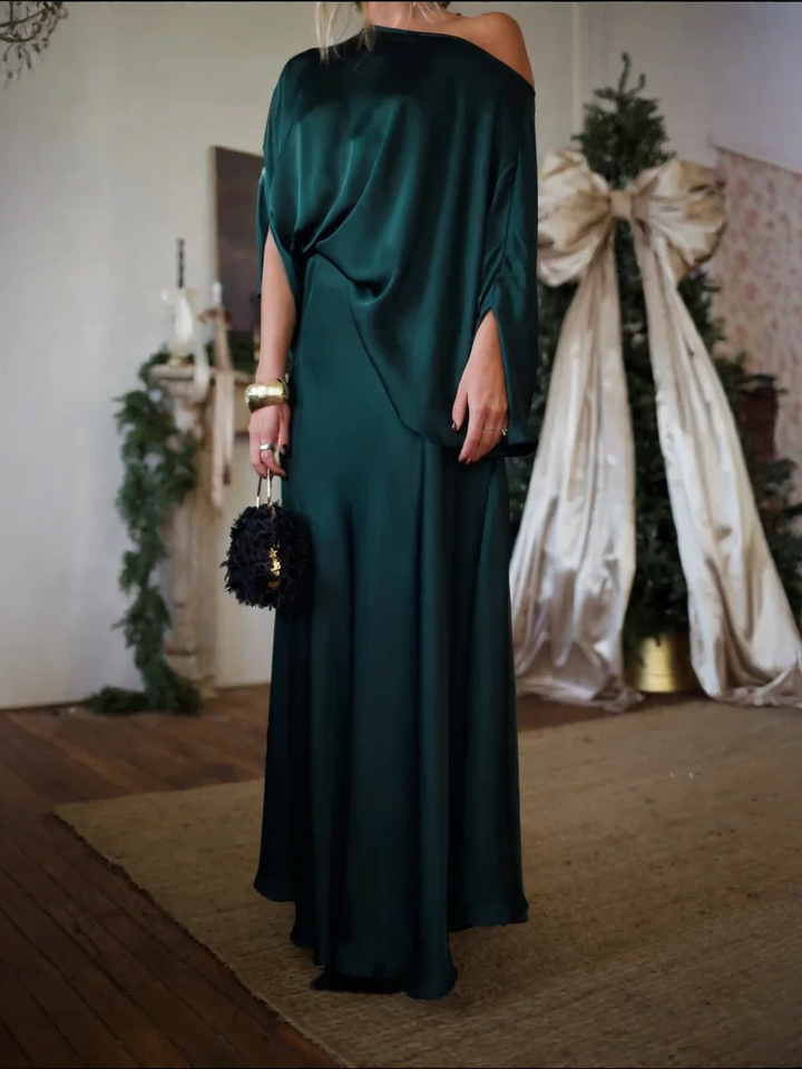 Alfy™ - Wandelbaar Top met Drapering en Maxi Lange A-Lijn Rok