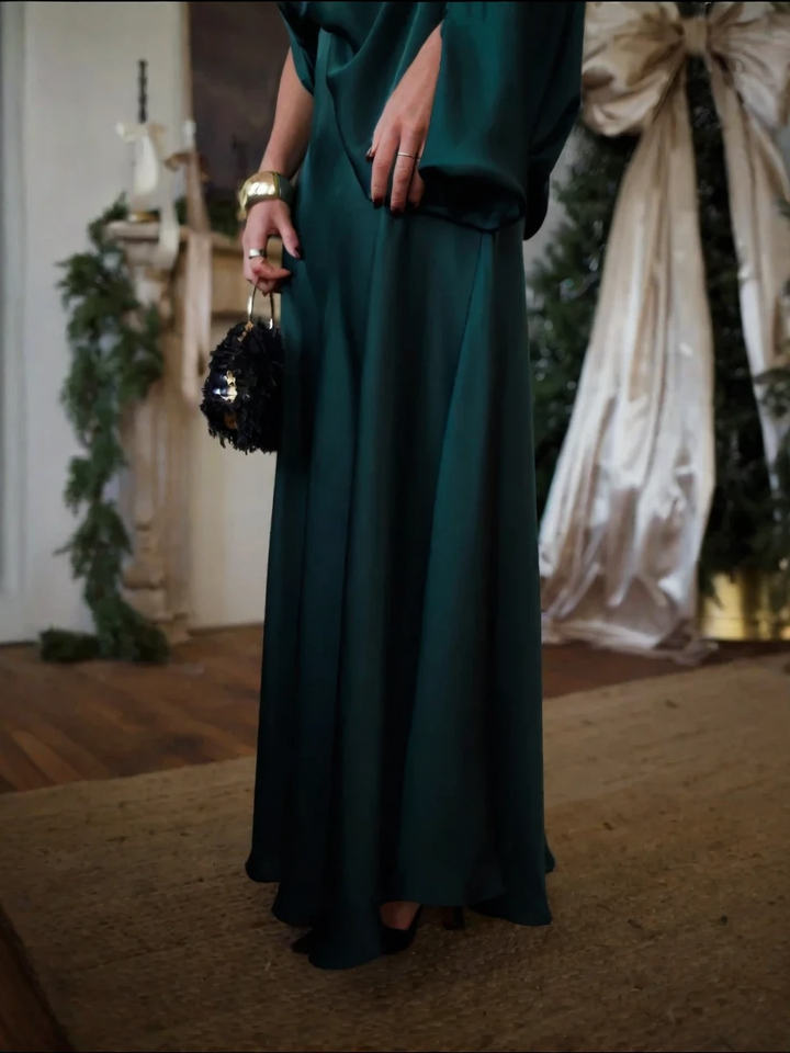 Alfy™ - Wandelbaar Top met Drapering en Maxi Lange A-Lijn Rok